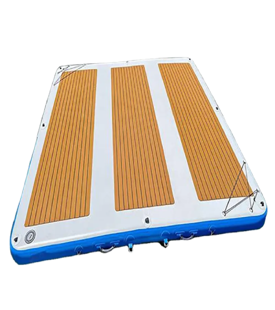 Portable Inflatable Floating Dock Teak Surface